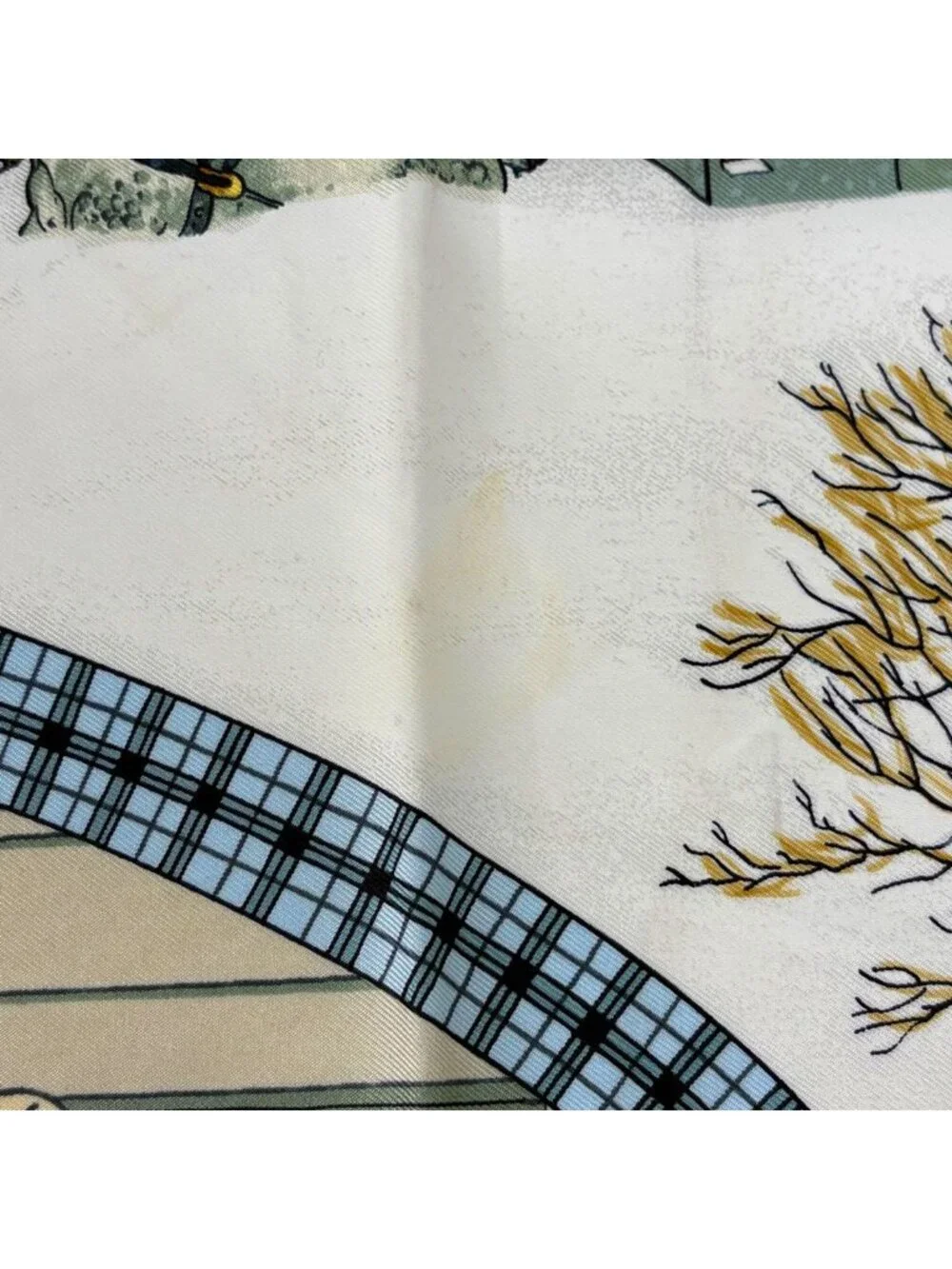 Hermes Carre 90 Lhiver en Poste Scarf Winter Mail Carriage Silk White Multicolor